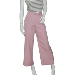 DIQIUVY Pink Wide Leg Cropped Trousers Pleated High Waist Women's Size S